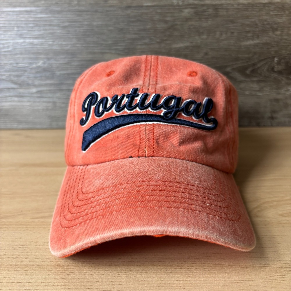 Portugal Hat Cap Strap Back Orange Vintage Wash Outdoors Adjustable